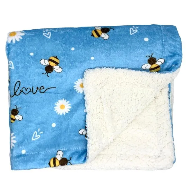 Sherpa Fleece Pet Blanket: Bee Love