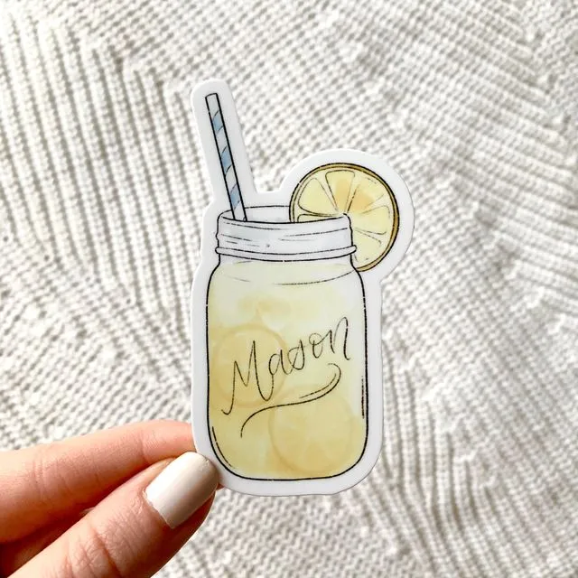 Lemonade Mason Jar Sticker 3.5x3in.