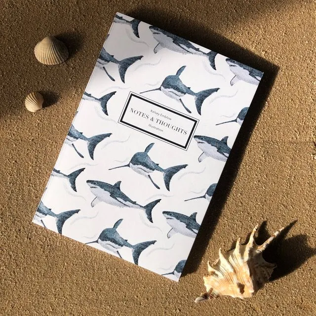 A5 Shark pattern notebook (white)