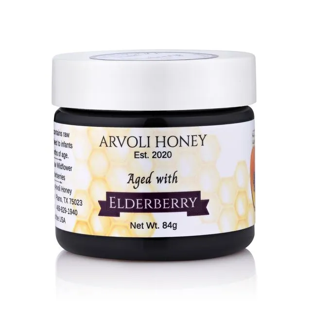 3oz Elderberry Infused Honey Mini Jars