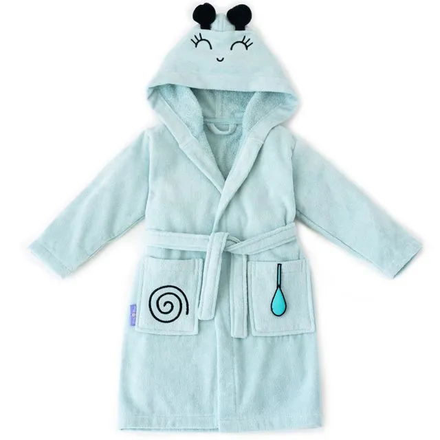 Milk&Moo Sangaloz Toddler Robe, Kids Robe, 100% Cotton Kids Bathrobe, Ultra Soft and Absorbent Hooded Bathrobe for Girls and Boys, Blue Color, Suitable for 2-4 Years