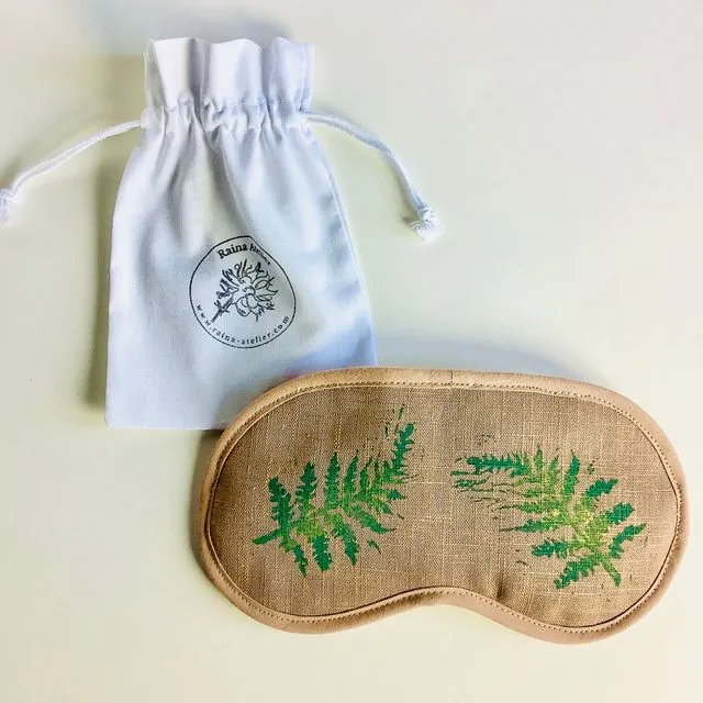 Lavender Infused Eye Mask with emerald green Fern motif