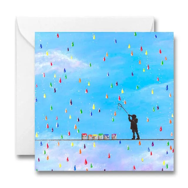 When it rains look for rainbow drops Greeting Card