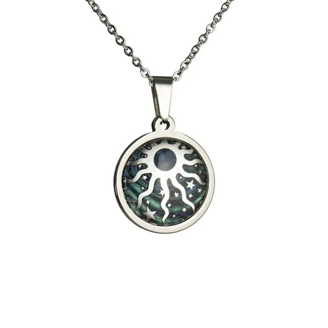 Celestial Sun Pendant, Small, Glass and Stainless