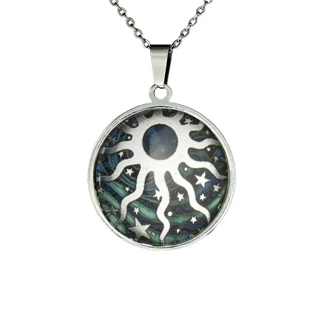 Celestial Sun Pendant, Glass and Stainless