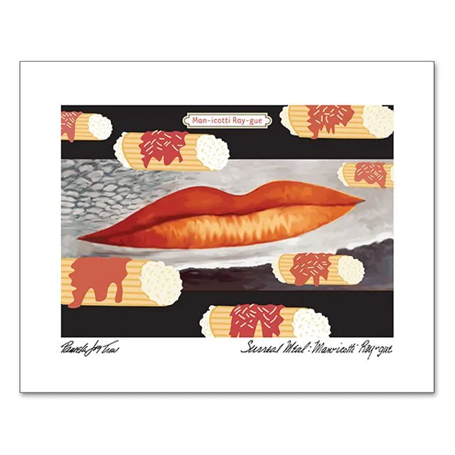 Surreal Meal: Man-icotti Ray-gue 8x10 Print Man Ray Artist Photographer Parody