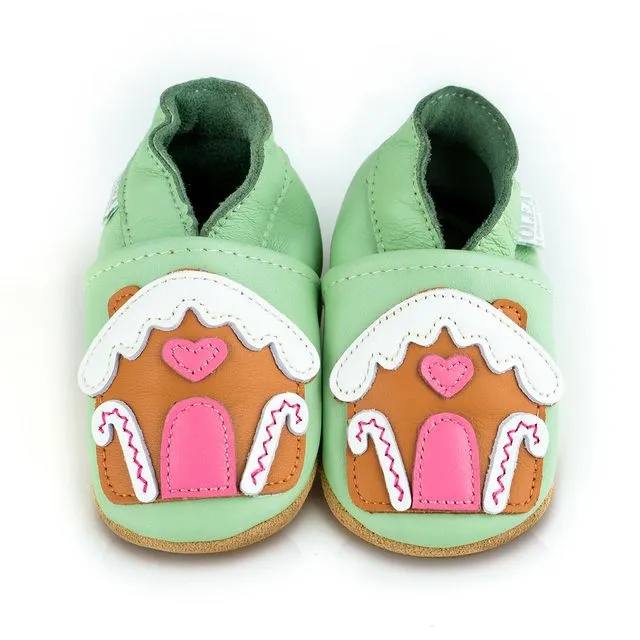 Soft Leather Baby Shoes Gingerbread House