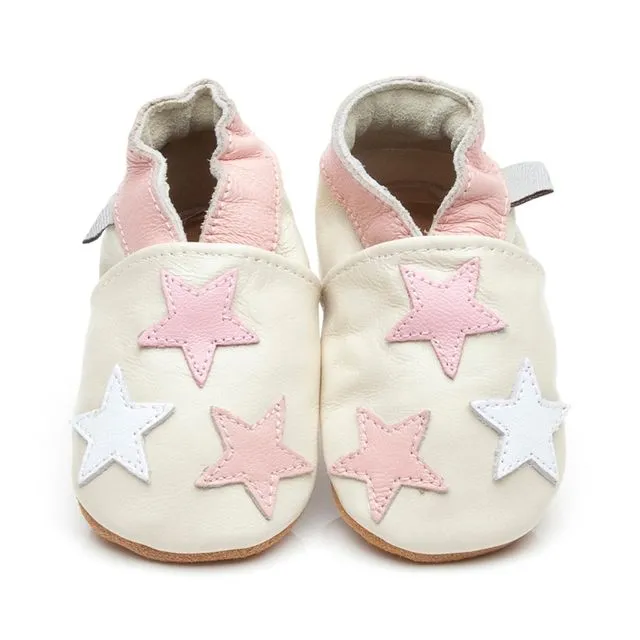 Soft Leather Baby Shoes Little Stars Pink