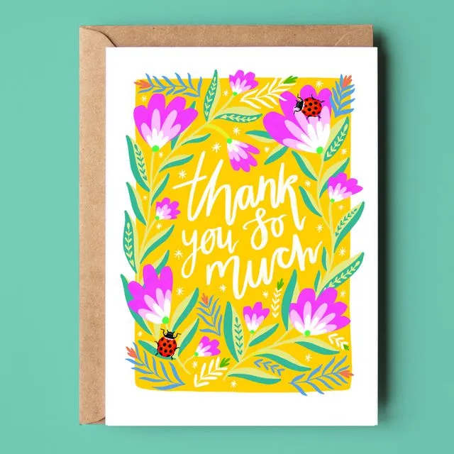 Thank You So Much Yellow Florals Recycled Card