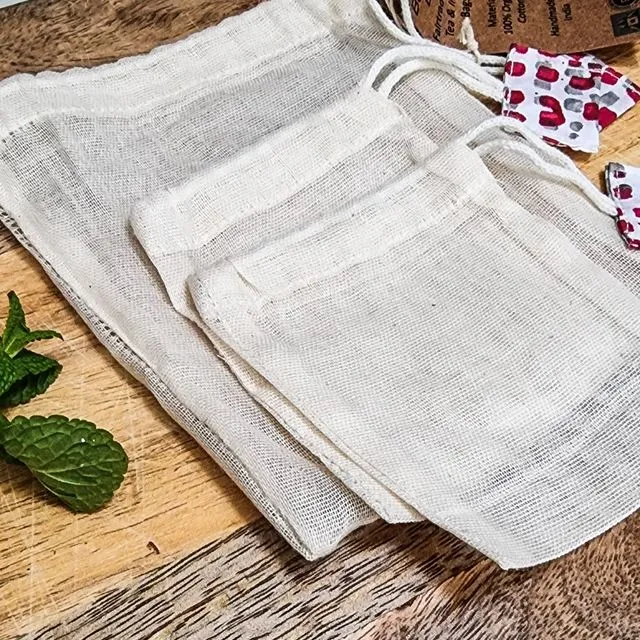 Reusable Infusion Bags | Organic Cotton Tea Bags - Set of 3
