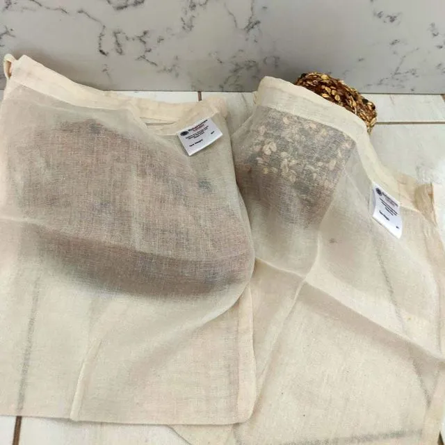 Organic Cotton Reusable Bread / Food Storage Bags