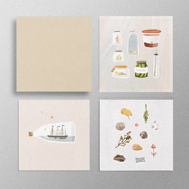Collecting Small Things Square Greeting Card Set of 3