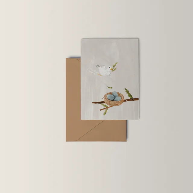 Dove and nest 10cm Square Greeting Card