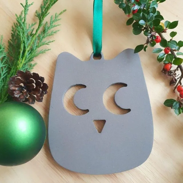 Wood Decoration Christmas, Christmas Bauble, Christmas Owl, Owl Christmas Hanging - Light Grey