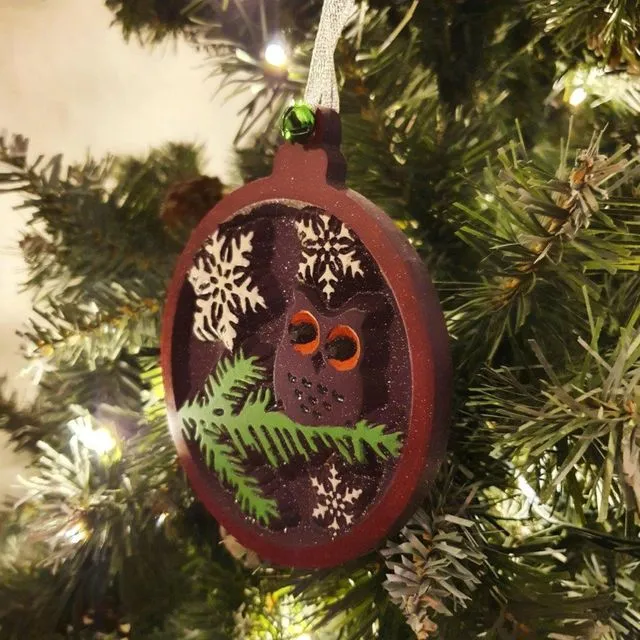 Christmas Decorations , Christmas 2022, Xmas Tree Ornaments, Owl Ornament, Christmas Bauble - Purple