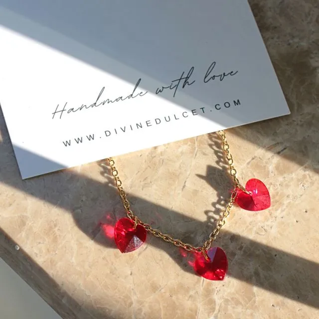 24K Valentines Hearts Choker Necklaces