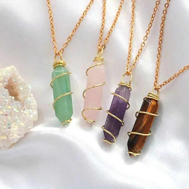 18K Double-ended Natural Crystals Hand Wired Necklaces