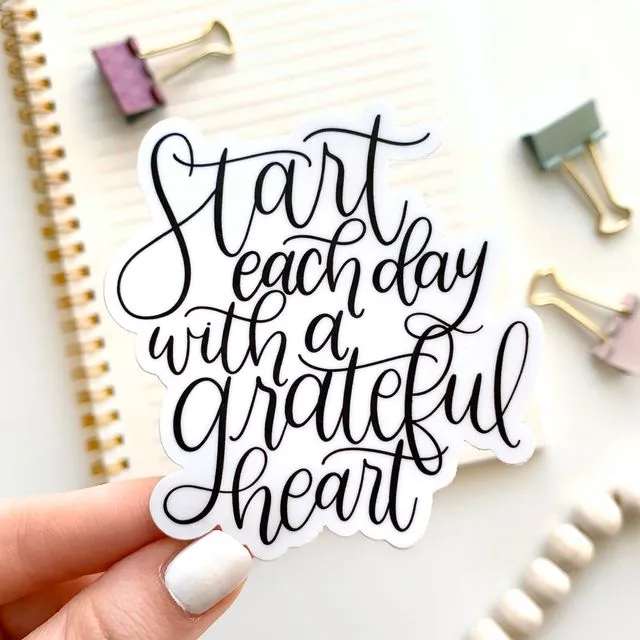 Start Each Day With A Grateful Heart Sticker, 3x3 in.