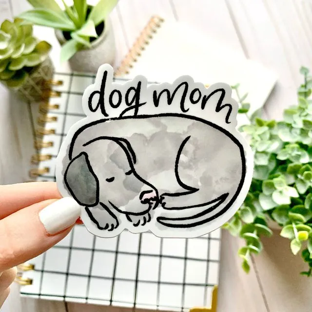 Watercolor Dog Mom Sticker 3x3in.