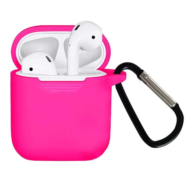 Airpod Case With Carabiner Clip - Neon Pink