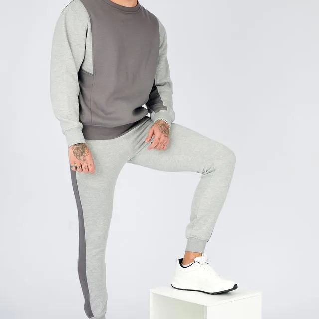 Side Panel Skinny Fit Joggers - Heather Grey