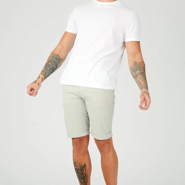 Slim Fit Stretch Chino Shorts - Light Grey