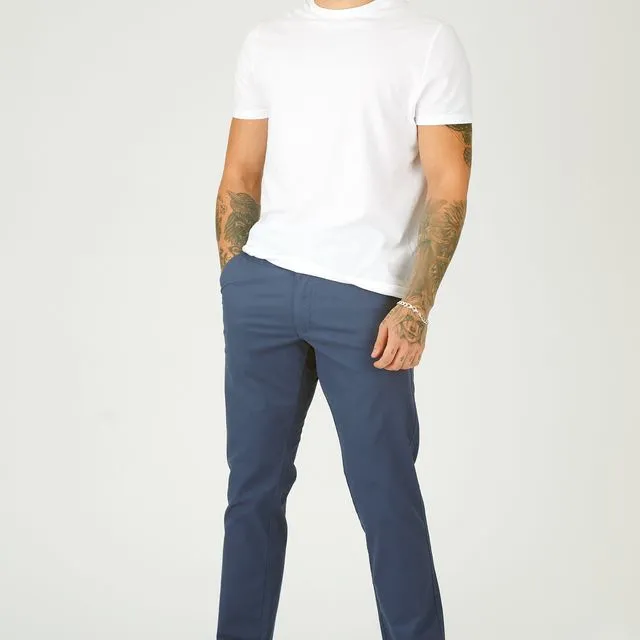 Slim Fit Stretch Chino Trousers - Navy Blue