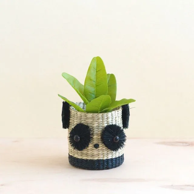 Panda 6" Seagrass Basket Planter - Animal Planter | LIKHA