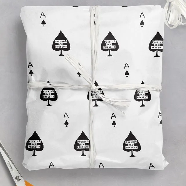 David Shrigley Funny Gift Wrap - Ace **Pack of 2 Sheets Folded**