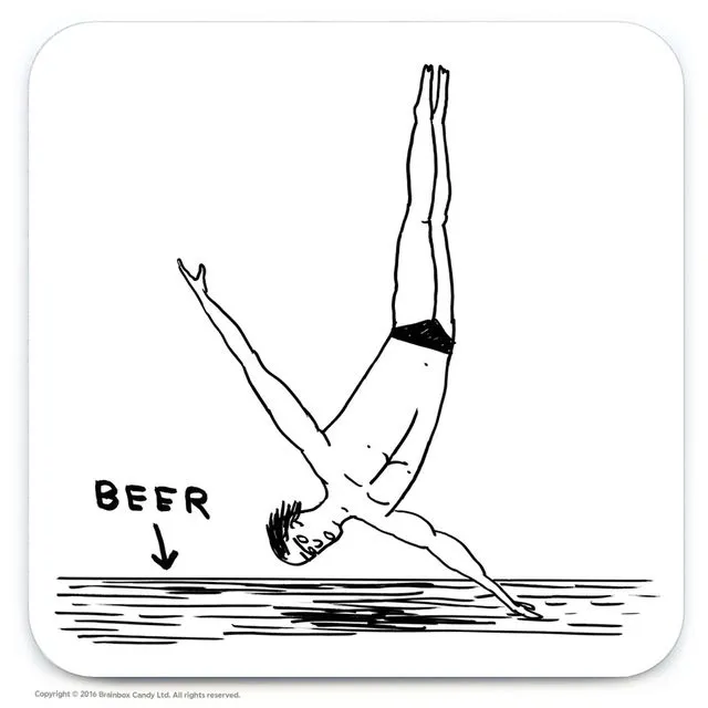 David Shrigley Funny Coaster Beer Diver