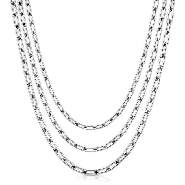 Silver Triple Medium Link Chain Necklace