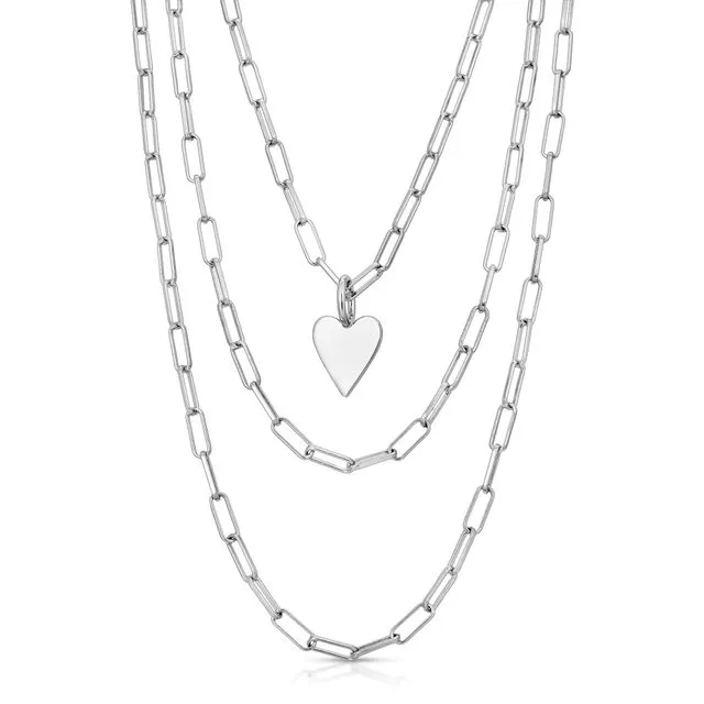 Triple Layer Small Helena Pendant Necklace SILVER