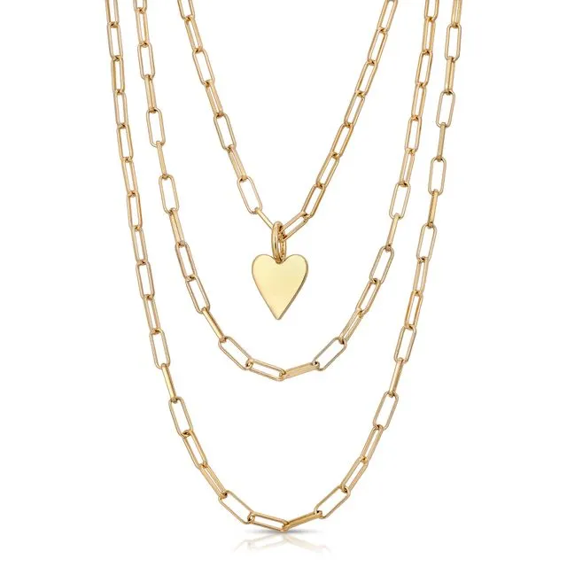 Triple Layer Small Helena Pendant Necklace GOLD