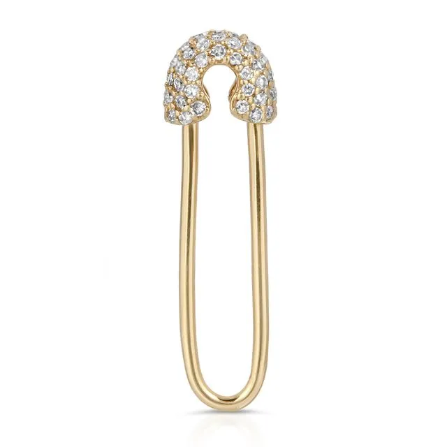 DIAMOND AND 14K GOLD SAFETY PIN EARRING PAIR