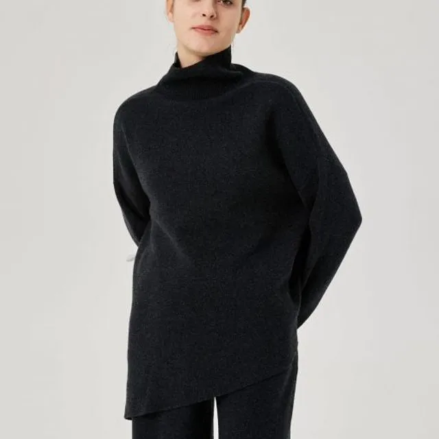 Slant Turtleneck Sweater