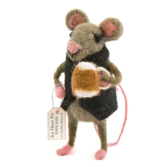 Felt Mouse with Pint of Beer