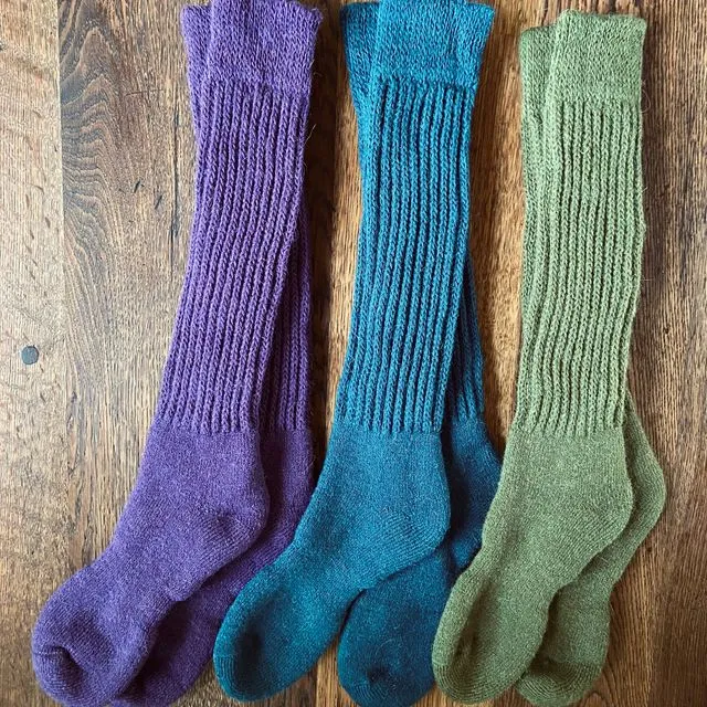 Long Alpaca Welly Socks - Purple