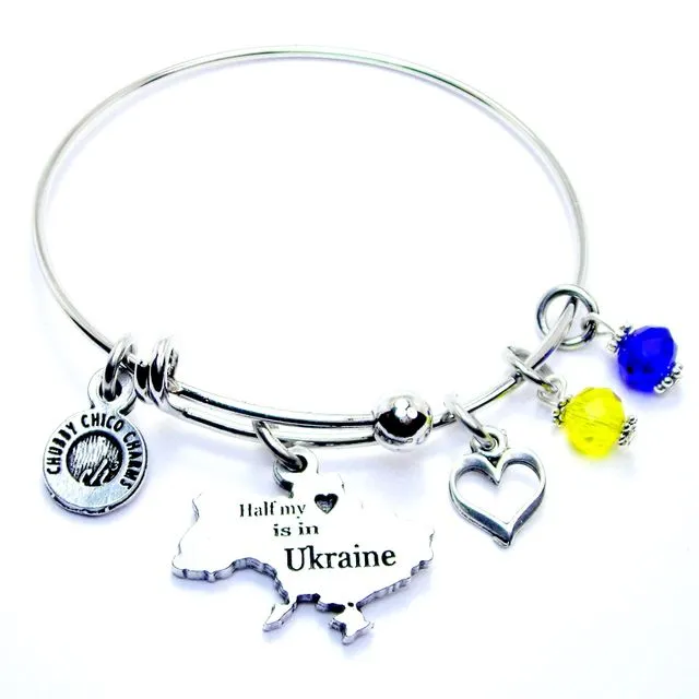 Half my heart is in Ukraine Bangle Bracelet