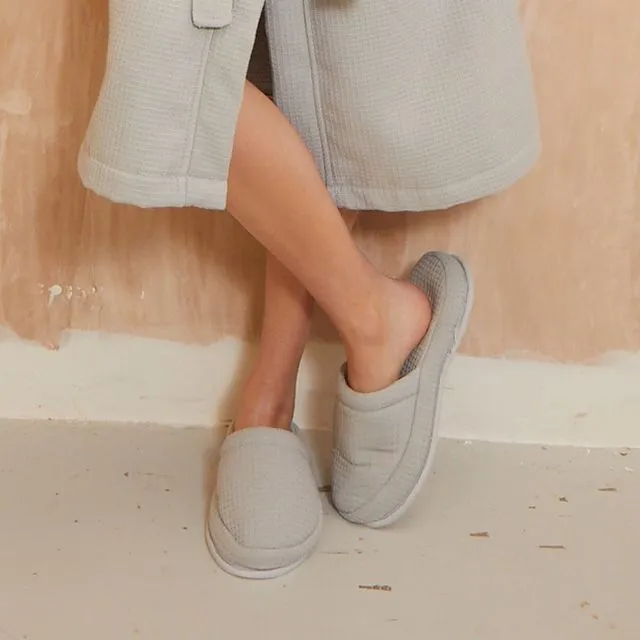 Anthra Grey Waffle Slippers - S/M