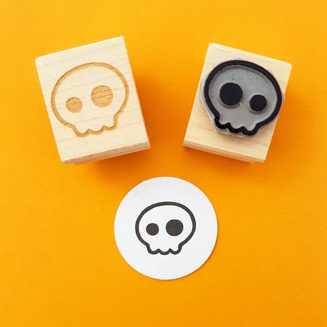 Halloween Quirky Skull Mini Rubber Stamp