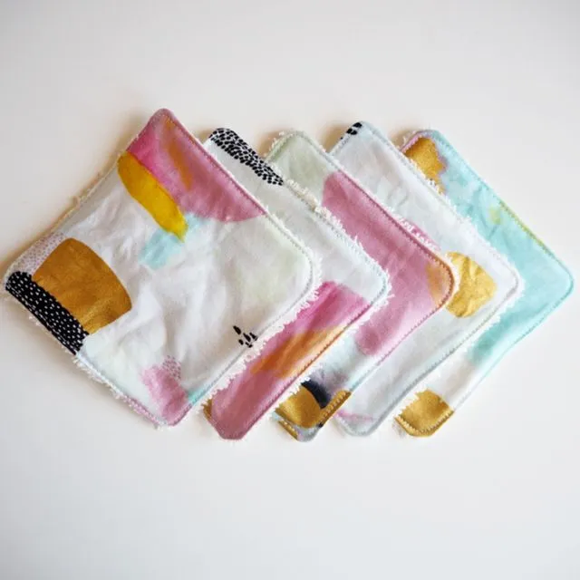 Washable Cotton Makeup Wipes In Turquoise & Pink