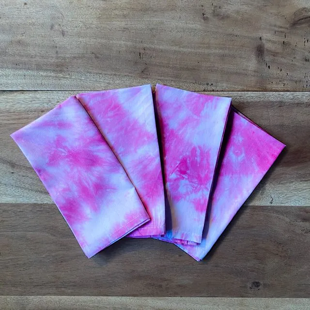 Four single colour set. 100% Cotton Tie Dye Napkins.