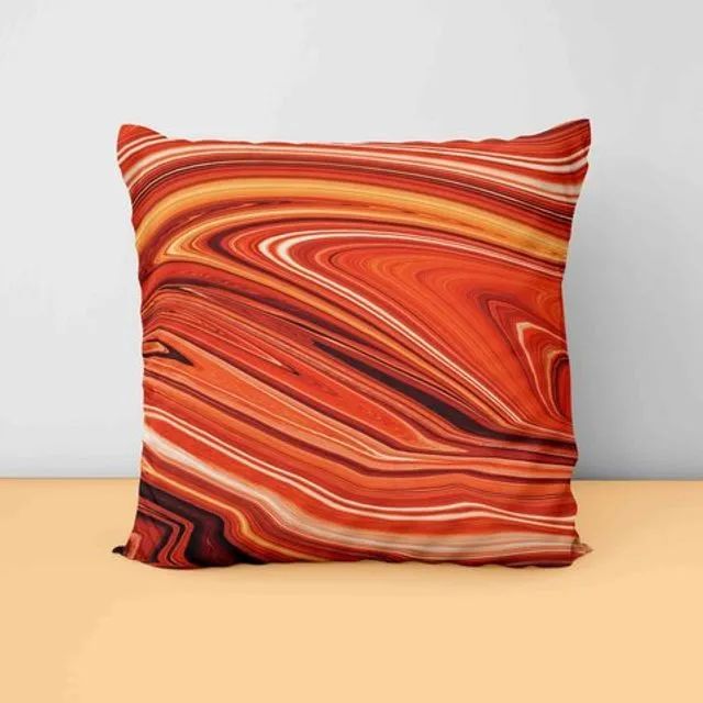 Throw pillow - orange/red swirly
