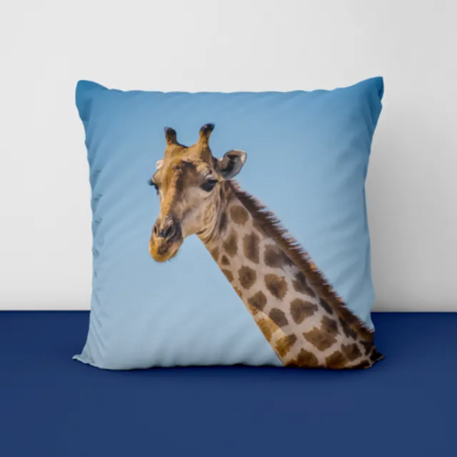 Throw pillow Giraffe against blue background