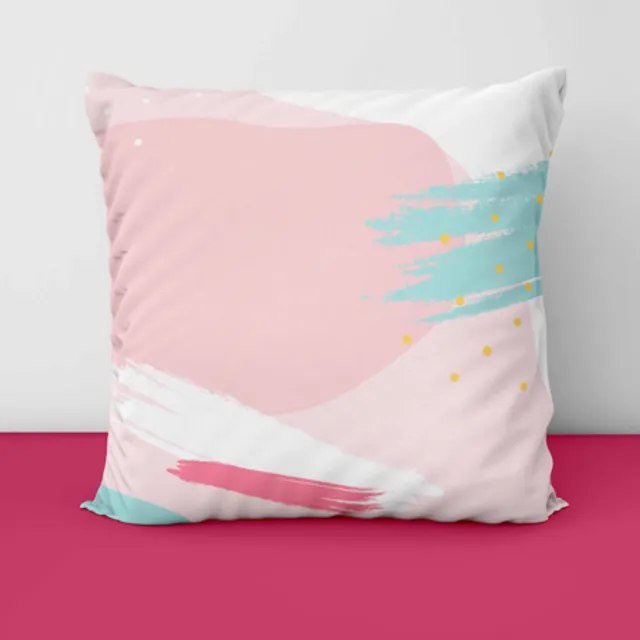 Decorative pillow with pink print