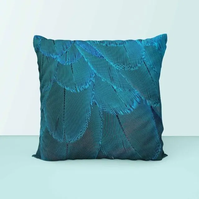 Throw Pillow - Blue Feathers
