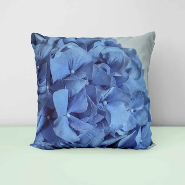 Throw Pillow - Blue Hydrangea Flower