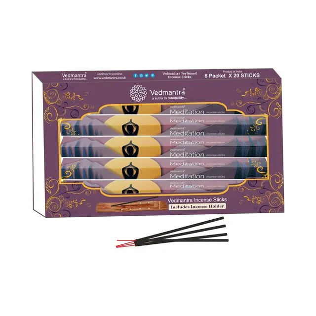 Vedmantra 6 Pack Premium Incense Stick - Meditation - Case of 6