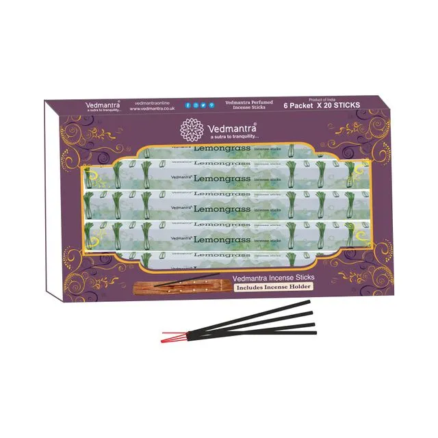 Vedmantra 6 Pack Premium Incense Stick - Lemongrass - Case of 6