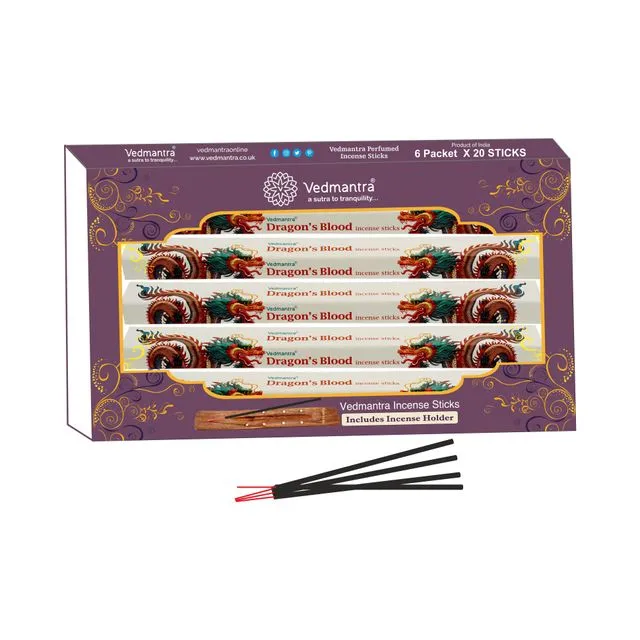 Vedmantra 6 Pack Premium Incense Stick - Dragon's Blood - Case of 6